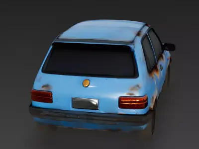 Burnt Blue Hatchback 3D Model Low-poly 3D model