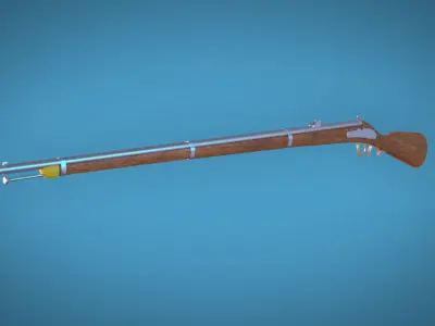 Percussion Musket LowPoly Firearm  3D Model Low-poly 3D model