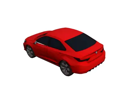 Low Poly Generic Sedan Car Vehicle Model PBR Texture Low-poly 3D model