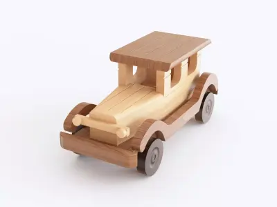 Wooden toy car 02 3D model