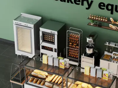 Bakery Equipment Commercial Display Pack PBR Game Ready Low-poly 3D model