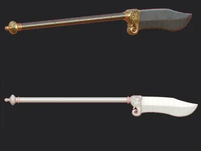 Bhuj ancient Indian  weapon Low poly Low-poly 3D model