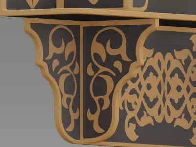 Moroccan painted Wood Shelf 3D model