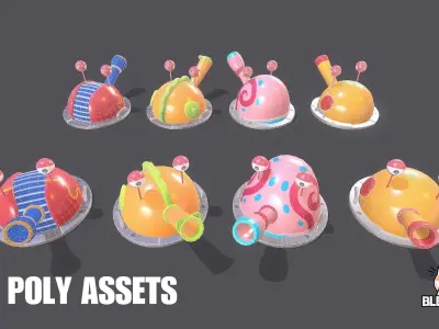 Cartoon Cannon Mega Pack Low-poly 3D model