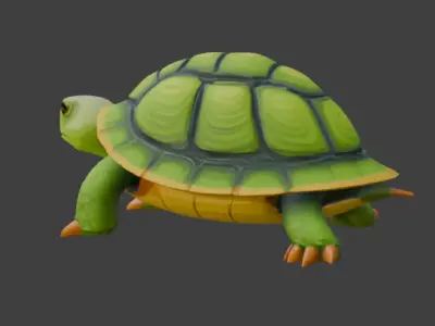 Cartoon Turtle Stylized Game-Ready 3D Model with PBR Textures Low-poly 3D model