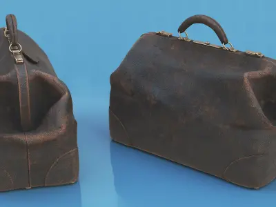 Vintage Shabby Leather Bag 3D model