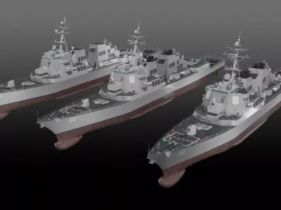 Arleigh Burke class Flight I Flight IIA Flight III 3D Model Pack