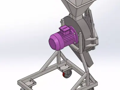 Feed grain and plant stalk crusher and grinder 3D model