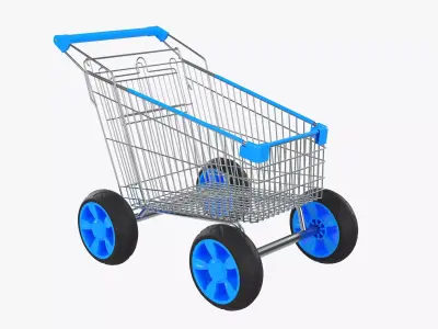 Shopping cart with large wheels 01 3D model