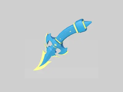 Medieval Dagger 10 Cartoon Blue - Fantasy Character Weapon Low-poly 3D model