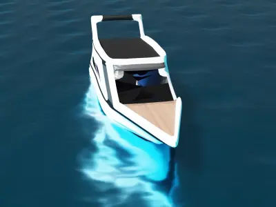 Yacht 3d model boat in water Low-poly 3D model