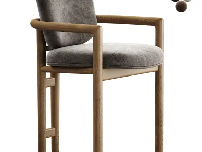 Macayle Modern Classic Beige Performance Upholstered Brown Oak  3D model