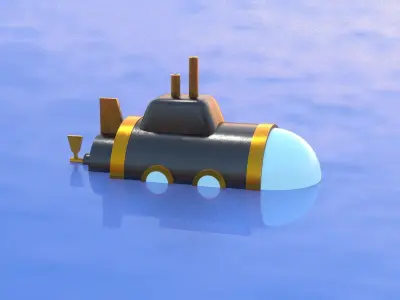 Mini Submarine Low-poly 3D model