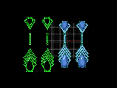 Majestic Earrings with Pear diamonds and Round diamonds 3D print model purchase