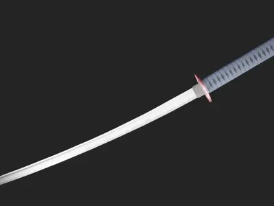 Katana samurai sword Low-poly 3D model 20