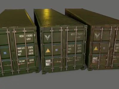 PBR 40 ft Shipping Cargo Container - Green Dark Low-poly 3D model