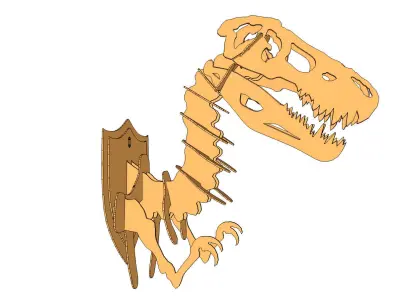 Velociraptor and Trex bust 3D model template slice 3D model