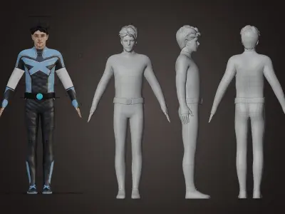 Male rigged game character Low-poly Low-poly 3D model