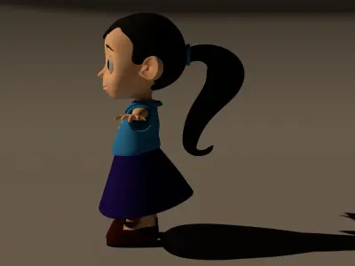 Cartoon girl 3D model Low-poly 3D model