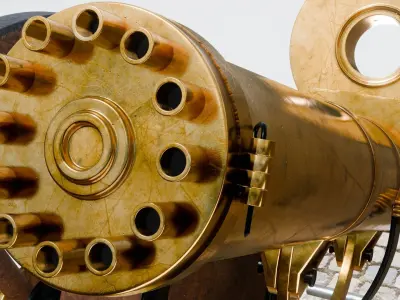 VINTAGE GATLING GUN  3D model