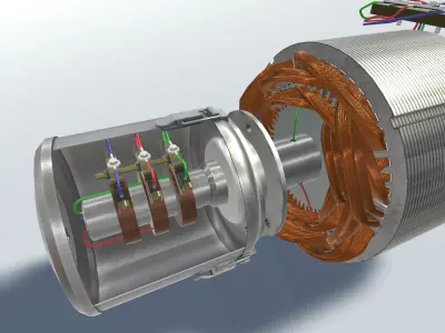 Asynchronous motor DC  Low-poly 3D model