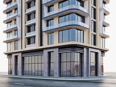 Modern residential building 1 3D model