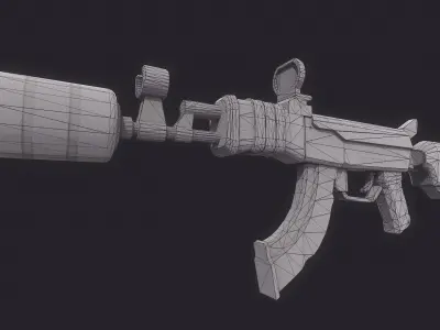 Stylized AK Low-poly 3D model