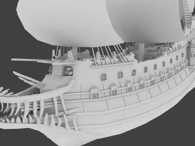Low Poly Pirate Of The Caribbean Flying Dutchman No Texture Low-poly 3D model
