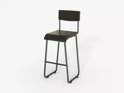 Black Steel and Epoxy Bar Chair 3D model
