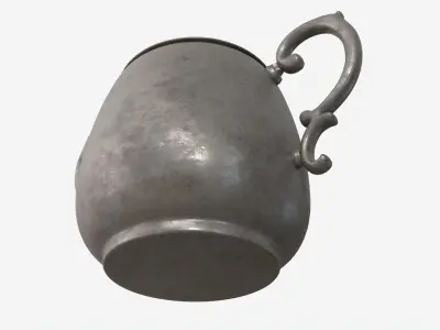 Old Metal Sugar Bowl with Lid 3D model