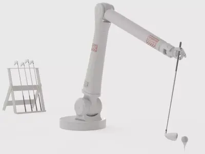 Industrial Robotic Arm with Golf Attachment 3D model