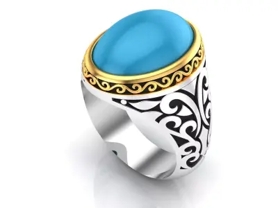 0117 - Firoza Stone Antique Ring 3D print model