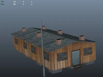 German Barracks from World War 2 Low-poly 3D model