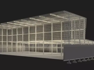 Factory building in section cut 24ZZ37 3D model