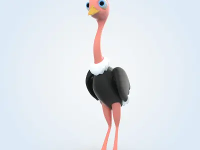 Ostrich in suit 3D model