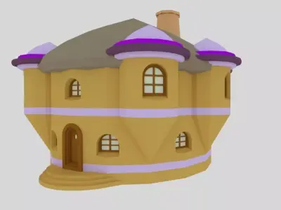LOW POLY MEDIEVEL HOUSE 3  MANSION MODEL CARTOON STYLE Low-poly 3D model