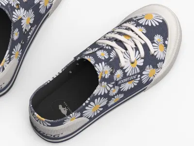  Rocket Dog Canvas Sneakers with Daisy Pattern Navy 