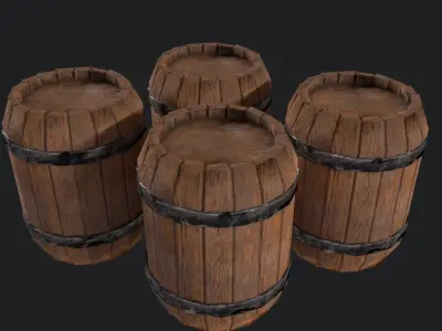 Wooden barrel Low-poly 3D model purchase