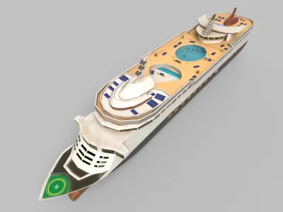 Realistic Cruise Ship 3D Model Low-poly 3D model