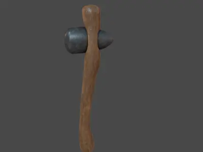 LowPoly StoneAxeCelt wooden handle Low-poly 3D model