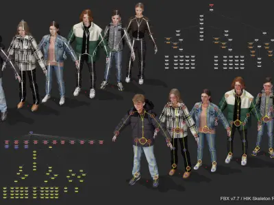 Rigged People - SixPack 04 - Realistic Lowpoly Characters 3D model