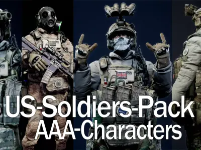 Modular AAA US-SOLDIER  Low-poly 3D model