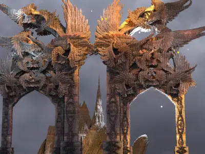 Steampunk Angel arch Grand Winged Gate  3D model