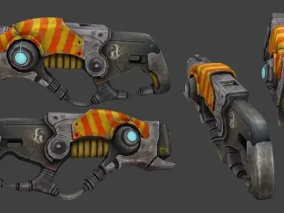 sci fi blaster gun 3d low poly model Low-poly 3D model