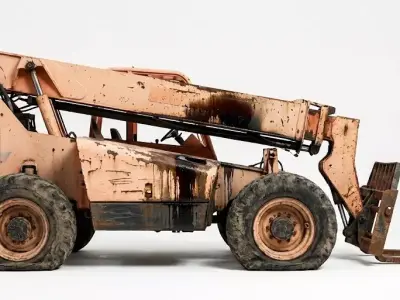 Weathered Industrial Telescopic Handler 3D Model Low-poly 3D model