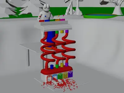 Filling Balls in a Toy House 3D model