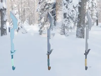 Sword swords in snow Free low-poly 3D model