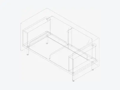 Sofa - Contemporary - Flame - Small - Armrest Shelf Low-poly 3D model