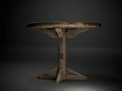 Medieval Tavern Style High Table and Chairs Low-poly 3D model