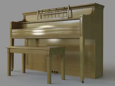 Vintage Oak Piano 3D model